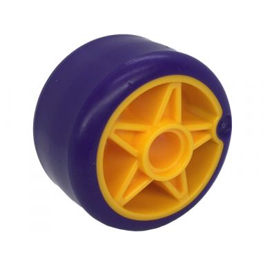 bright light orange wheel 24 x 15 with pin hole with molded dark purple hard plastic tire pattern