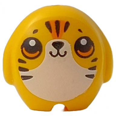 bright light orange minifigure utensil pillow plush toy with tiger with black nose mouth and stripes orange eyes and forehead white stomach pattern