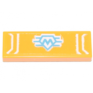 bright light orange tile 1 x 3 with medium azure and white model team logo pattern sticker - set 71741