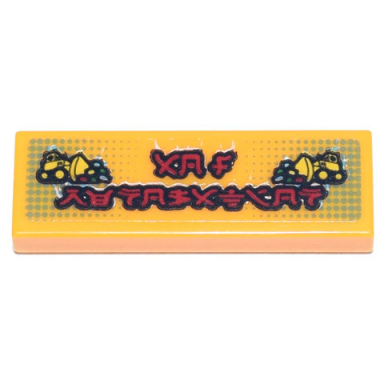 bright light orange tile 1 x 3 with ninjago logogram a05 renovation and yellow construction vehicles pattern sticker - set 71741