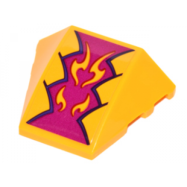 bright light orange wedge 4 x 3 triple curved no studs with magenta and bright light orange geometric dragon scales pattern sticker - set 41175