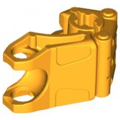 bright light orange bionicle fist with axle hole - 3 fingers