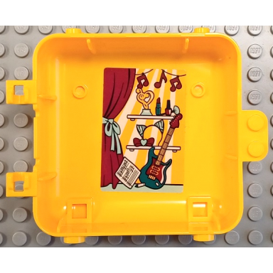container box 3 x 8 x 6 2 3 half back with magenta curtain and music notes dark turquoise guitar white musical score shelves and stripes pattern sticker - set 41400