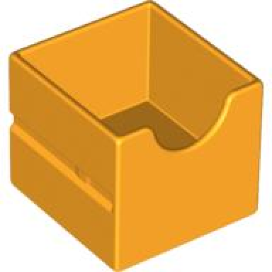 bright light orange duplo furniture drawer 2 x 2 with semicircle cutout