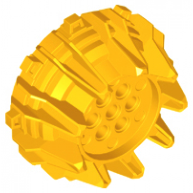 bright light orange wheel hard plastic with small cleats and flanges