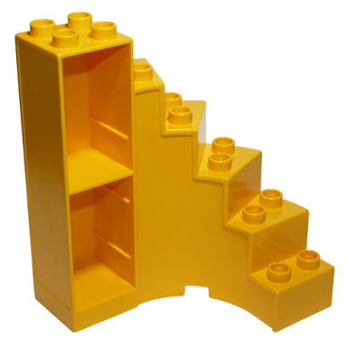 bright light orange duplo stairs with drawer slots