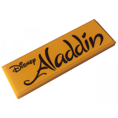 bright light orange tile 2 x 6 with dark purple disney and aladdin pattern sticker - set 43227