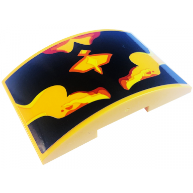 bright light orange slope curved 6 x 4 double with black veins and red bright light orange and yellow trim pattern sticker - set 75574