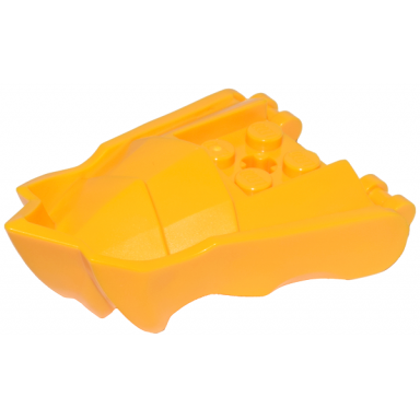 bright light orange dragon head ninjago jaw with small spikes and 2 bar handles on back