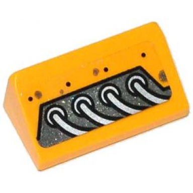 bright light orange slope 30 1 x 2 x 2 3 with 4 silver cables pattern model left side sticker - set 70129
