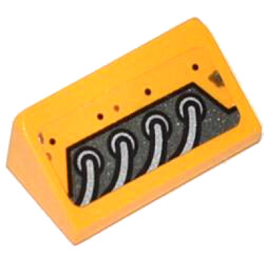 bright light orange slope 30 1 x 2 x 2 3 with 4 silver cables pattern model right side sticker - set 70129