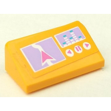 bright light orange slope 30 1 x 2 x 2 3 with gps map and music player display pattern sticker - set 41013
