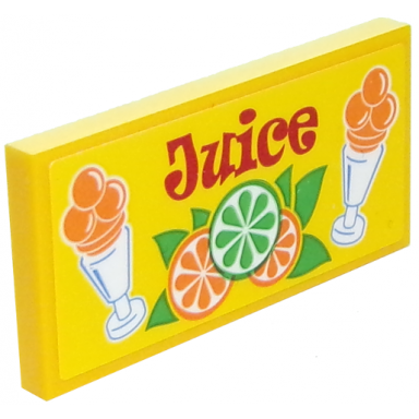 bright light orange tile 2 x 4 with juice pattern sticker - set 10261