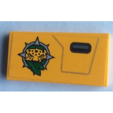bright light orange tile 2 x 4 with jungle logo and door handle pattern model left side sticker - set 60162