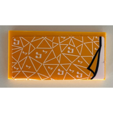 bright light orange tile 2 x 4 with bright light orange blanket with white triangles and musical notes pattern sticker - set 41340