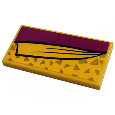 bright light orange tile 2 x 4 with blanket with gold triangles magenta bedsheet pattern sticker - set 41449