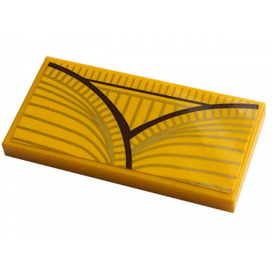 bright light orange tile 2 x 4 with dark brown and gold lines pattern anubis skirt sticker - set 77013