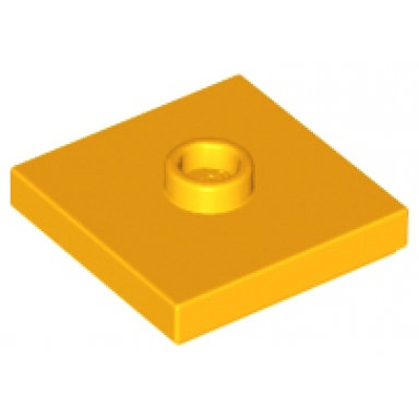 bright light orange plate modified 2 x 2 with groove and 1 stud in center jumper