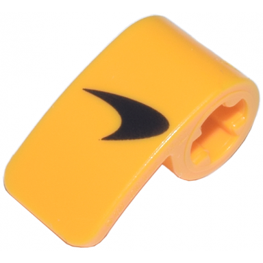bright light orange technic panel curved 2 x 1 x 1 with black mclaren logo pattern
