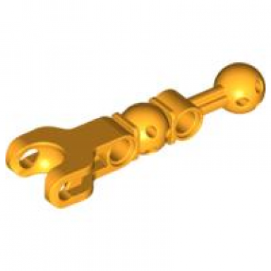 bright light orange hero factory arm leg with ball joint on axle and ball socket and 2 pin holes