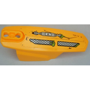 bright light orange hero factory armor with ball joint socket - size 8 with black rivets bright green moss silver grilles and pipe pattern model left side stickers - set 70134