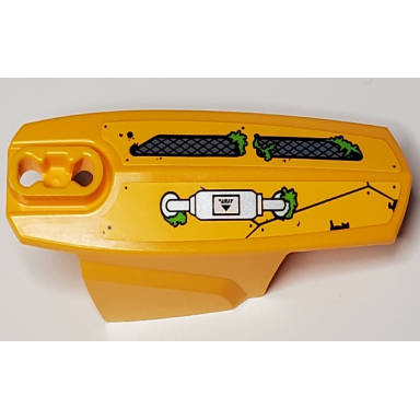 bright light orange hero factory armor with ball joint socket - size 8 with black rivets bright green moss silver grilles and pipe pattern model right side stickers - set 70134