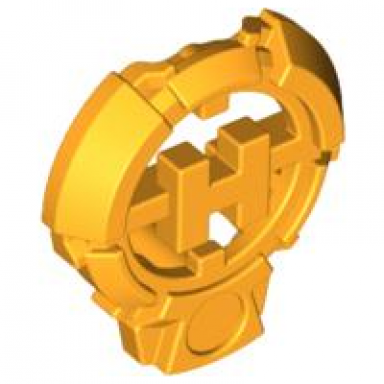 bright light orange hero factory chest badge with h and flat bottom