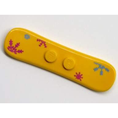 bright light orange minifigure utensil snowboard small with dark azure and magenta snowflakes pattern bam