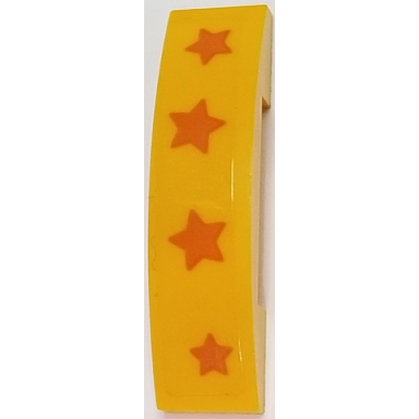bright light orange slope curved 4 x 1 x 2 3 double with 4 orange stars pattern sticker - set 40228