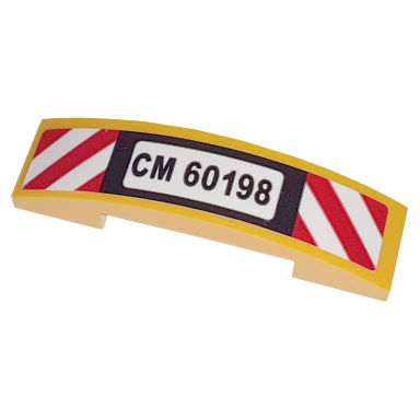 bright light orange slope curved 4 x 1 x 2 3 double with cm 60198 and red and white danger stripes pattern sticker - set 60198