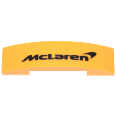 bright light orange slope curved 4 x 1 x 2 3 double with black mclaren logo pattern