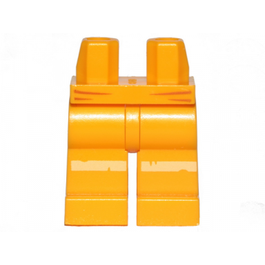 bright light orange hips and legs with worn reflective stripes pattern