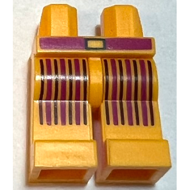 bright light orange hips and legs with black and magenta belt and vertical stripes pattern bam