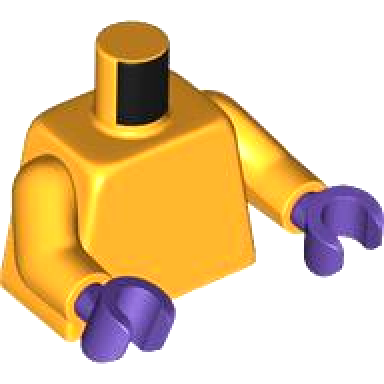 bright light orange torso plain bright light orange arms dark purple hands