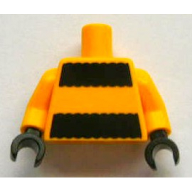bright light orange torso black thick stripes pattern bright light orange arms black hands