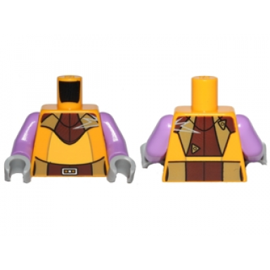 bright light orange torso sw jumpsuit with dark brown and dark tan belt and neck plate pattern garazeb zeb orrelios medium lavender arms light bluish gray hands