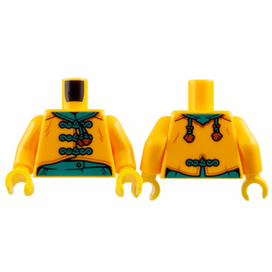 bright light orange torso tang jacket dark turquoise collar and laces pattern bright light orange arms yellow hands