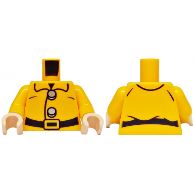 bright light orange torso jacket with collar black belt with buckle silver buttons pattern bright light orange arms light nougat hands