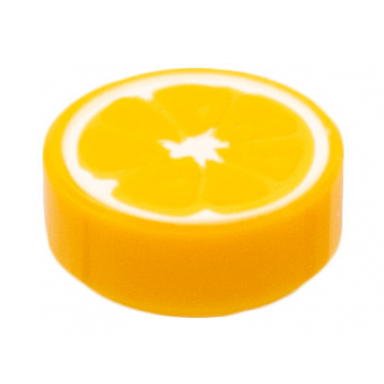 bright light orange tile round 1 x 1 with orange fruit slice pattern