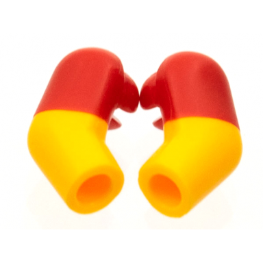 bright light orange arm matching left and right pair with molded red short sleeves pattern