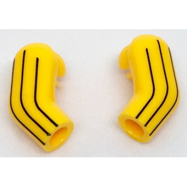 bright light orange arm matching left and right pair with 3 black stripes pattern