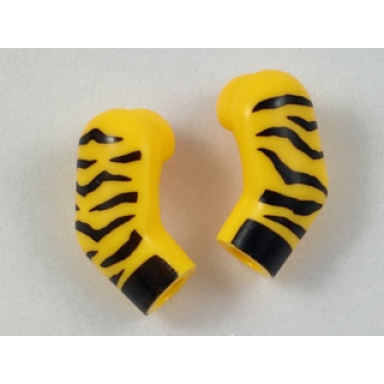 bright light orange arm matching left and right pair with black animal stripes and cuffs pattern