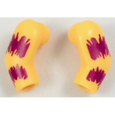 bright light orange arm matching left and right pair with magenta tie-dyed stripes pattern