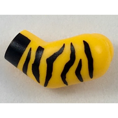 bright light orange arm left with black animal stripes and cuff pattern