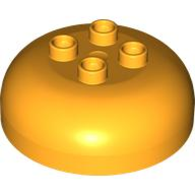bright light orange duplo brick round 4 x 4 dome top with 2 x 2 studs