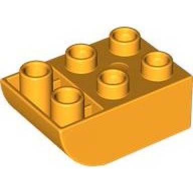 bright light orange duplo brick 2 x 3 slope curved inverted
