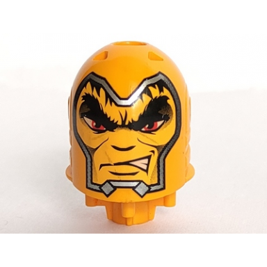 bright light orange large figure head with dracus pattern