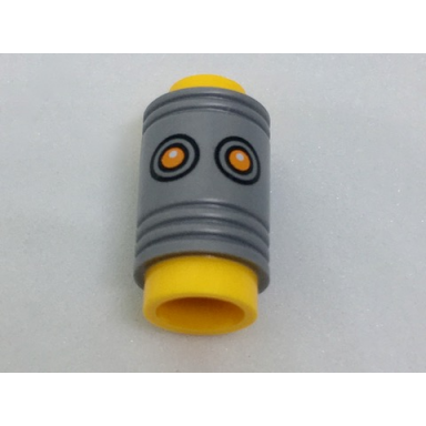 bright light orange minifigure head modified pencil top with flat silver ferrule and orange eyes pattern