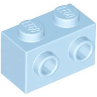 bright light blue brick modified 1 x 2 with studs on 1 side