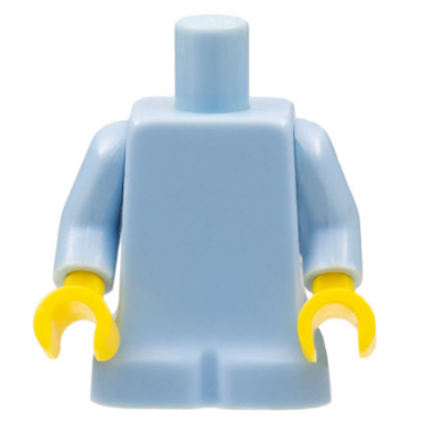 bright light blue body baby plain bright light blue arms yellow hands